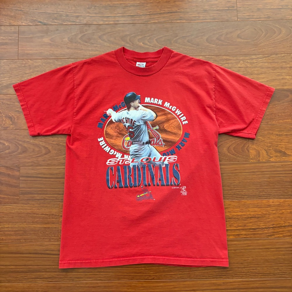 True Fan Men Vintage St Louis Cardinals Mark McGwire T Shirt L Red 2000 MLB Y2K